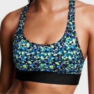 Victoria's Secret The Player Blue Green Neon Yellow Geometric Print Sports Bra M